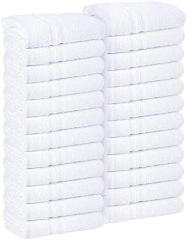 White Salon Towels 16×27 Inch Pack of 24 100% Ring Spun Cotton Terry Towel for Gym, Hair, Beauty, Spa, Face, Hand Towels Soft & Absorbent Fingertip