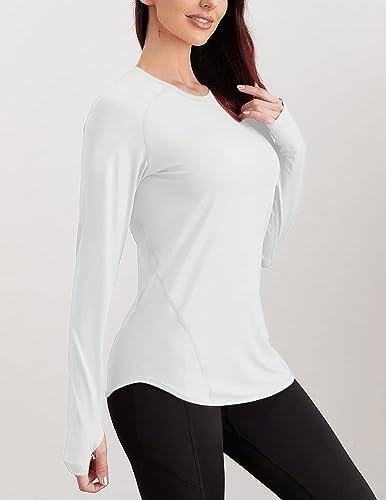 4-Pack: Womens Long Sleeve Athletic Tops with Thumb Holes – Dry Fit Active Crewneck Workout Tees - Image 2