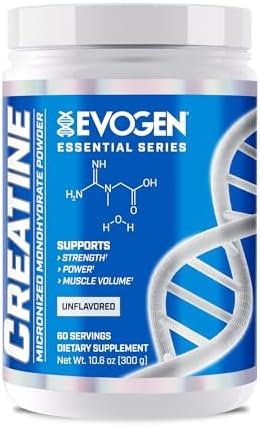 Evogen Creatine Monohydrate Powder – Micronized Creatine for Women & Men | Pure Creatine Powder Supplement for Strength, Power & Recovery | Unflavored | 60 Servings