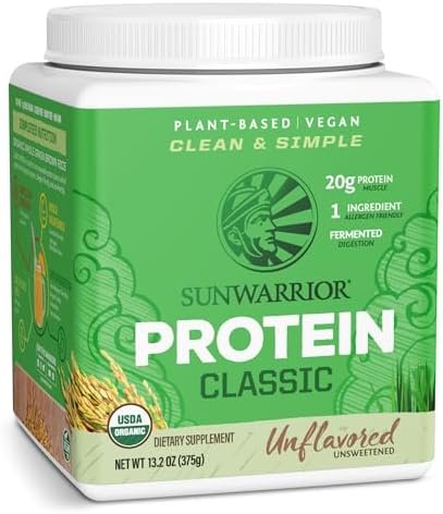 Brown Rice Protein Powder with Bcaa & Amino Acids Raw Rice Protein Shake Gluten Free Low Carb Dairy Free | Plant Based Classic Sprouted Brown Rice Protein Powder Natural 750g by Sunwarrior