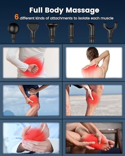 AYURA Massage Gun Deep Tissue, Percussion Muscle Massager Gun, Handheld Back Massager for Pain Relief, Mini Massage Gun with 30 Speeds and 6 Heads for Athletes Men Women (Black) - Image 5