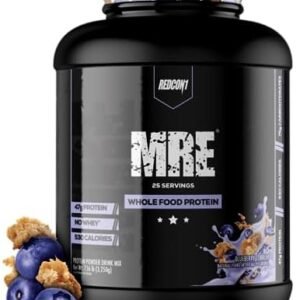 REDCON1 MRE Protein Powder, Blueberry Cobbler - Meal Replacement Protein Blend Made with MCT Oil & Whole Foods - Protein with Natural Ingredients to Aid in Muscle Recovery (25 Servings)