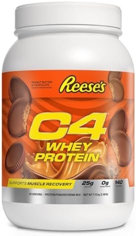 Cellucor C4 Whey Protein Powder, Reese’s Peanut Butter & Chocolate – 25g Protein, 0g Added Sugar, 140 Calories Per Serving, Supports Muscle Recovery, 28 Servings, Premium Whey for Post-Workout