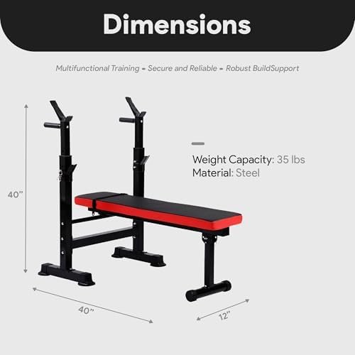 BalanceFrom Adjustable Weight Bench with Squat Rack, Home Gym Strength Workout Station - Image 8