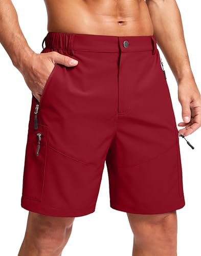 Pudolla Men’s Hiking Cargo Shorts Lightweight 7″ Travel Casual Shorts for Men Golf Work Outdoor with 5 Zipper Pockets