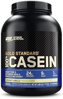 Optimum Nutrition Gold Standard 100% Micellar Casein Protein Powder, Slow Digesting, Helps Keep You Full, Overnight Muscle Recovery, Creamy Vanilla, 4 Pound (Packaging May Vary)