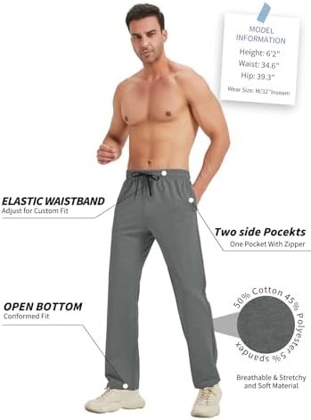 Idtswch 30/32/34/36/38/40 Long Inseam Mens Tall Sweatpants Open Bottom Joggers Athletic Yoga Pants with Pockets - Image 4