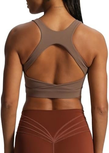 Aoxjox Women’s Workout Sports Bras High Impact Fitness Backless Padded Training Gym Khloe Bra Yoga Crop Tank Top