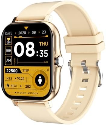 Smart Watch for Women Men(Answer/Make Calls) 1.83″, Smartwatch for iOS and Android,Fitness Tracker Watch with IP67 Waterproof/Heart Rate/Sleep Monitor/Steps Calories Counter (Gold)