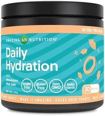 Amazing Nutrition Daily Hydration, Electrolyte Powder 30 Servings | Packed with Essential Minerals | Sugar-Free | Keto Friendly | Non-GMO | Gluten-Free (Natural Pina Colada)