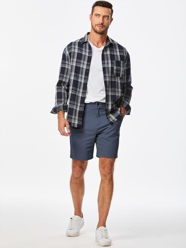 JMIERR Men's Classic-Fit 7" Chino Short Summer Stretch Waist Cotton Twill Casual Dress Shorts with Pockets - Image 3