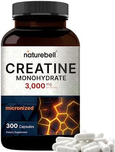 Creatine Monohydrate 3,000mg Per Serving, 300 Capsules – Micronized – Unflavored Creatine Pills – Support Pre Workout & Healthy Muscle – Easily Absorbed, Easy to Swallow (50 Servings)