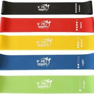 Fit Simplify Resistance Loop Exercise Bands with Instruction Guide and Carry Bag, Set of 5