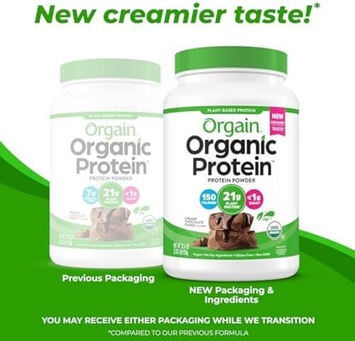 Orgain Organic Vegan Protein Powder, Creamy Chocolate Fudge - 21g Plant Protein, 6g Prebiotic Fiber, Low Net Carb, No Lactose Ingredients, No Added Sugar, Non-GMO, For Shakes & Smoothies, 2.03 lb - Image 3