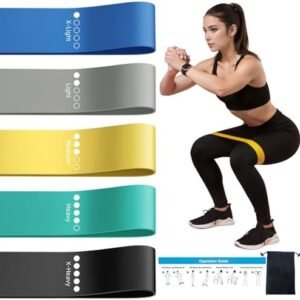 Resistance Loop Exercise Bands for Home Fitness, Yoga Pilates, Stretching, Strength Training, and Physical Therapy - Elastic Bands Set Workout Bands for Women&Men (5pcs Set)