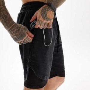 JWJ Men’s 2 in 1 Workout Running Shorts 7 Inch Lightweight Athletic Gym Shorts with Compression Liner