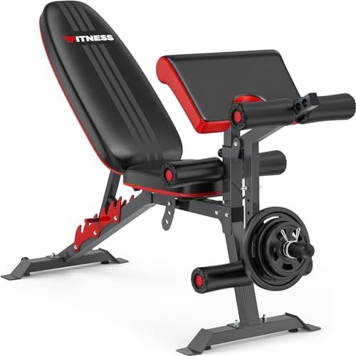 Fostoy Adjustable Weight Bench Press, 800lbs Load Workout Bench with Leg Extension and Preacher Pad, Flat/Incline/Decline Exercise Multi-Functional Bench for Home Workout Weight Training