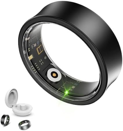 Smart Ring Health Tracker, Heart Rate Fitness Tracker, Activity Trackers for Man&Women -Sleep&Exercise Monitor Heart Rate,Blood Oxygen,Waterproof Sleep Tracking Wearable (Black, 7)