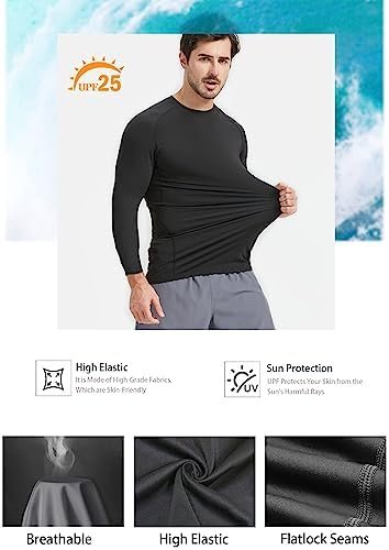 4/5 Pack Workout Compression Shirts Men Long/Short Sleeve Rash Guard Athletic Undershirt Gear T Shirt for Sports - Image 4