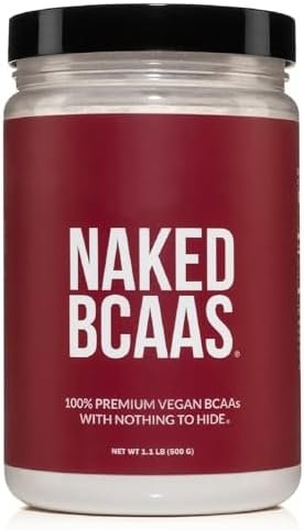Naked BCAAs Amino Acids Powder, Only 1 Ingredient, Pure 2:1:1 Formula, Vegan Unflavored Branched Chain Amino Acids, Instantized All Natural BCAA Supplement – 500 Grams, 100 Servings