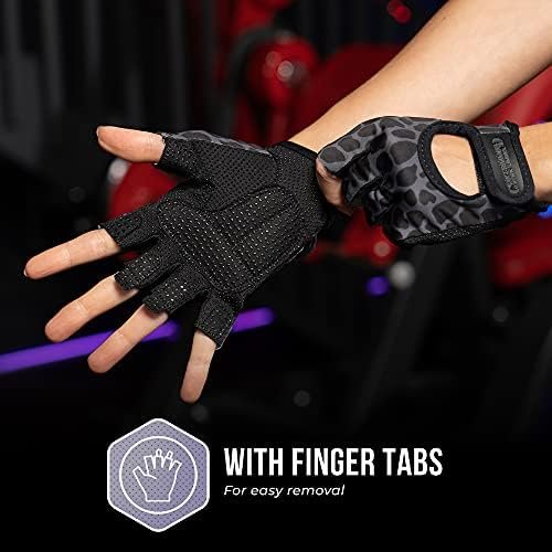 5297 Womens Design Series Leopard Print Lifting & Rowing Gloves (Pair) - Lightweight Vegan Medium Padded Microfiber Amara Leather w/Griplock Silicone - Image 7