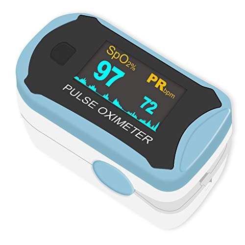 Easy@Home Fingertip Pulse Oximeter: SpO2 Blood Oxygen Saturation Meter and Heart Rate Monitor – Portable OLED Rotatable Display with Batteries Included Lanyard -EHP029