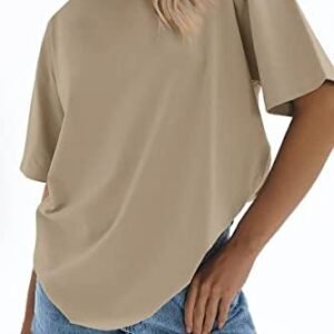 ATHMILE Womens Oversized T Shirts Loose Fit Crewneck Short Sleeve Tops Summer Casual Blouse 2025 Y2K Basic Tee Beach