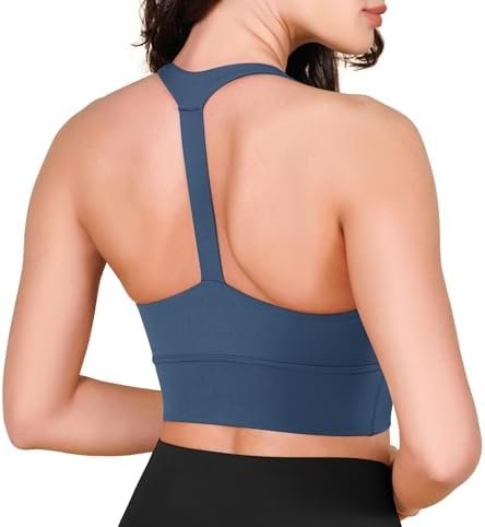 ODODOS ODLEX Halter Sports Bra for Women Padded Wirefree Y Racerback Workout Yoga Bra