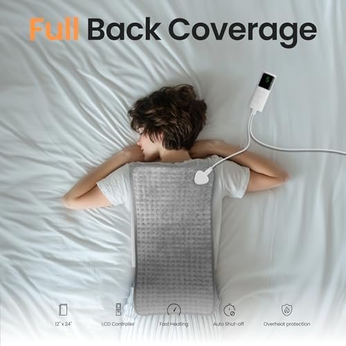 Heating Pad for Back, Neck, Shoulders & Period Cramps, 9 Heat Settings, Auto Shut-Off, Rapid Heating, 12''24'', Velvet-like Fabric, Moonlit Velvet - Image 2