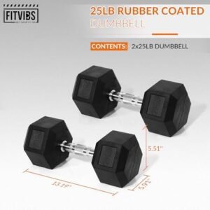 Hex Dumbbells Rubber Coated Hand Weights Pairs for Exercises and Fitness, Multiple Sizes