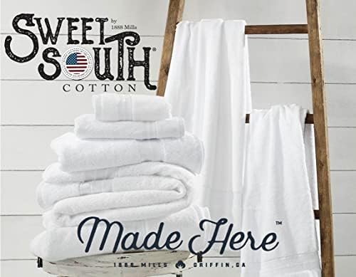 Sweet South by 1888 Mills 4-Piece Bath Towel Set, White | Made in The USA, 100% Cotton Loops - Image 4