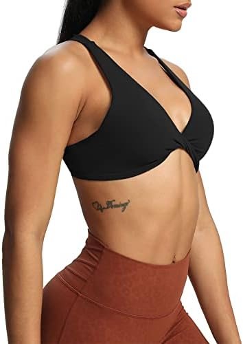 Aoxjox Women's Workout Sports Bras Fitness Backless Padded Satara Low Impact Bra Yoga Crop Tank Top - Image 3