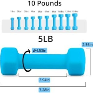Portzon Weights Dumbbells 10 Colors Options Compatible with Set of 2 Neoprene Dumbbells Set,1-15 LB, Anti-Slip, Anti-roll, Hex Shape