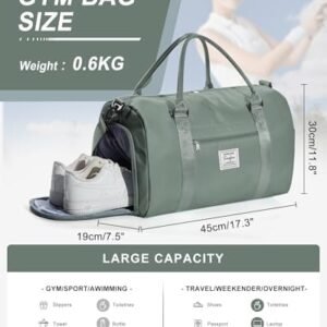 Gym Bag Womens Mens with Shoes Compartment and Wet Pocket Travel Duffel Bag for Women for Plane Sport Gym Tote Bags Swimming Yoga Waterproof Weekend Overnight Bag Carry on Bag Hospital Holdalls