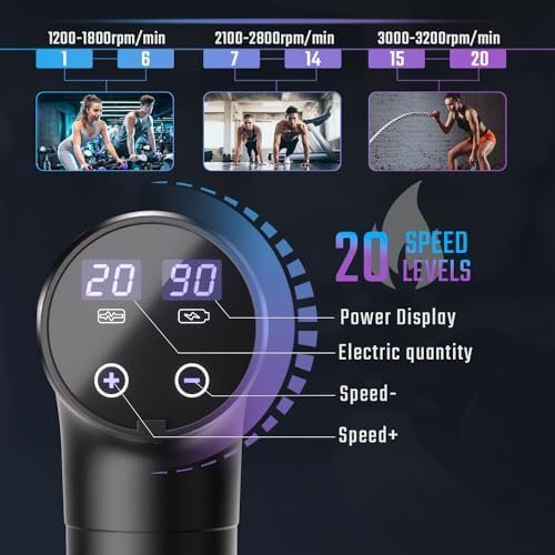 cotsoco Massage Gun, Muscle Massage Gun Deep Tissue Back Massager for Pain Relief, 20 Speeds Handheld Electric Massager Tool with Silent Brushless Motor, Suitable for Gym Office Home Travel - Image 3
