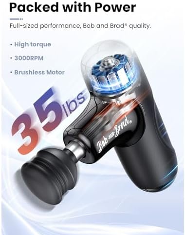 BOB AND BRAD Q2 Mini Massage Gun, Pocket-Sized Deep Tissue Massager Gun, Portable Percussion Muscle Massager Gun, Ultra Small & Quiet Muscle Massage Gun with Carry Case, FSA and HSA Eligible -Black - Image 3