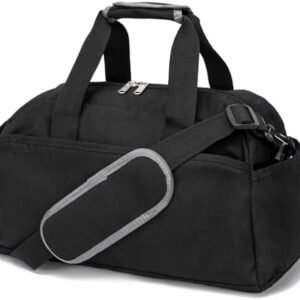 14 inch Small Gym Bag for Women & Men, Mini Duffel Bag for Travel Sports Lightweight Carry On Bag, Black