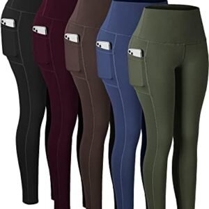 CHRLEISURE Leggings with Pockets for Women, High Waisted Tummy Control Workout Yoga Pants