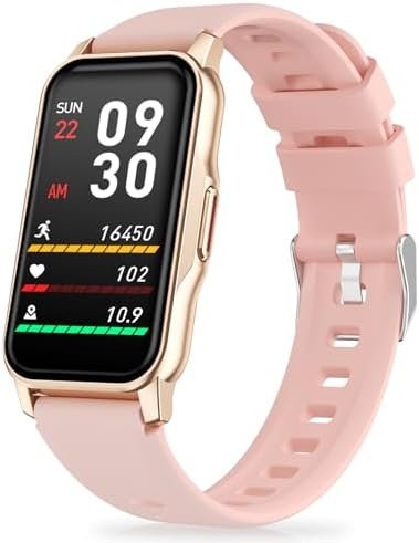 Health Fitness Tracker, Smart Watch with 24/7 Heart Rate Blood Oxygen Blood Pressure Sleep Monitor, IP68 Waterproof Step Calorie Counter Pedometer Activity Trackers for Android&iPhone Women Men Pink