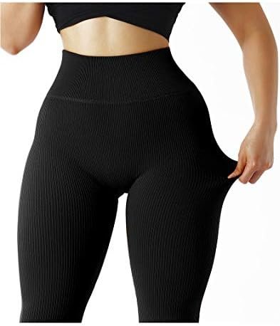 SUUKSESS Women Ribbed Seamless Leggings High Waisted Workout Gym Yoga Pants - Image 4