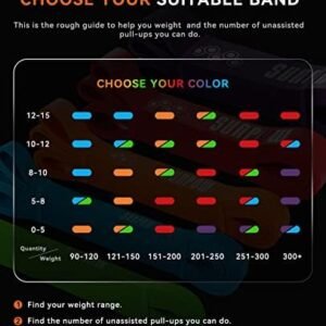 SUNPOW Pull Up Assistance Bands – Set of 5 Resistance Heavy Duty Workout Exercise Stretch Fitness Bands Assist Set for Body, Instruction Guide and Carry Bag Included