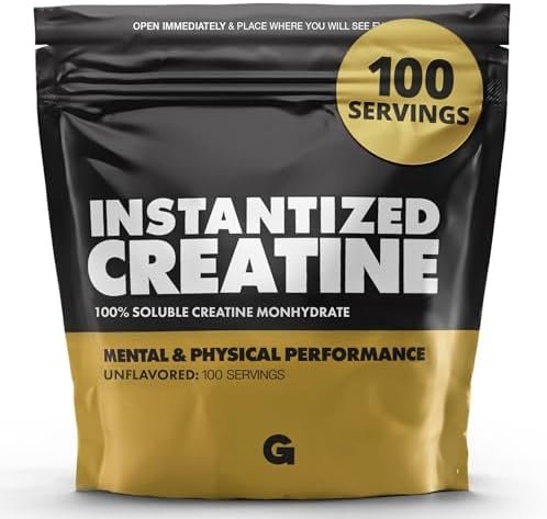 Gains in Bulk Instantized Creatine Monohydrate for Women and Men, Soluble Pre Workout Powder, Supports Muscle Building, Strength and Performance, Bodybuilding Supplements, Unflavored, 100 Servings