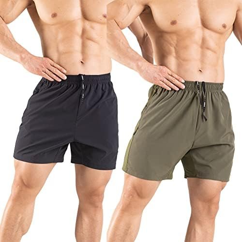 Men's 5" Running Shorts 2 Pack Quick Dry Athletic Workout Gym Shorts with Zipper Pockets - Image 2