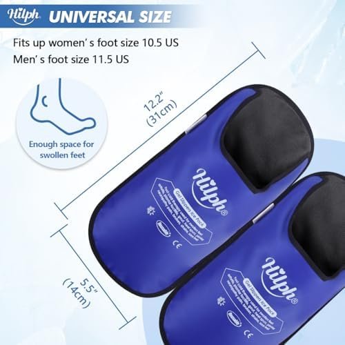 Hilph Foot Ice Pack Slippers for Plantar Fasciitis 2 Packs, Reusable Hot Cold Packs Gel Ice Slipper for Foot and Broken Toes, Gout, Foot Surgery, Neuropathy, Diabetic, Swollen (Dark Blue) - Image 3