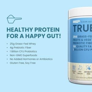 TrueFit Gut Healthy Protein Powder, Grass-Fed Whey Meal Replacement Shake with Prebiotics, Probiotics, & Organic Superfoods, Keto Friendly, Gluten Free