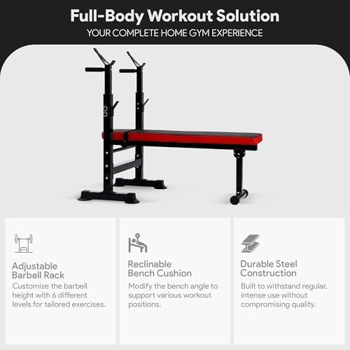BalanceFrom Adjustable Weight Bench with Squat Rack, Home Gym Strength Workout Station - Image 9