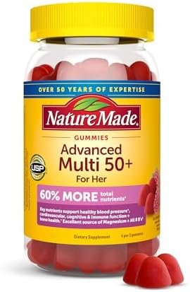 Nature Made Advanced Multivitamin Gummies 50+ for Her with Magnesium Citrate, Calcium and All 8 B Vitamins, Multivitamin for Women, 84 Gummies, 28 Day Supply