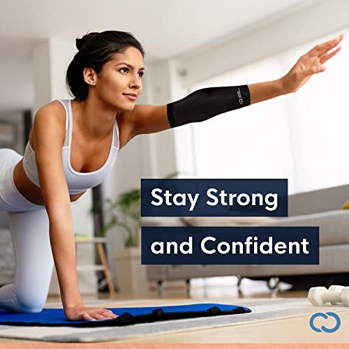 Copper Compression Elbow Sleeve - Copper Infused Orthopedic Brace for Tennis & Golfer Elbow, Tendonitis, Arthritis, Bursitis, Sore Joints & Muscles - Fits Men & Women -1 Sleeve - Original/Black - L - Image 5