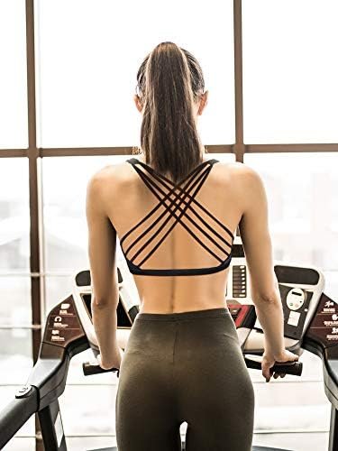 Patelai 2 Pack Padded Sports Bra for Women, Workout Strappy Tank Top Sexy Cross Back Racerback Seamless Comfortable Yoga Bra - Image 2