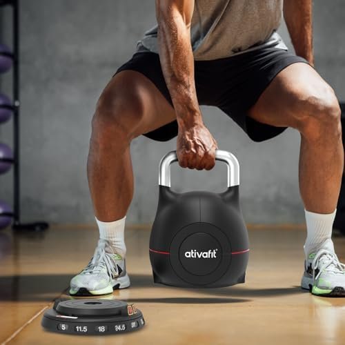 Ativafit 7 in 1 Adjustable Kettlebell 5-44lbs Adjustable Kettlebell with Solid Aluminum Handle Quick Adjustment Weights With Safety Locking Systerm Space Saving Strength Training For Women and Men Full Body Home Gym Workout - Image 6